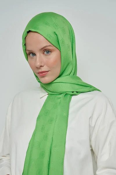 ED Scarf Μοτίβο μονόγραμμα βαμβακερό σάλι Jacquard - Πράσινο