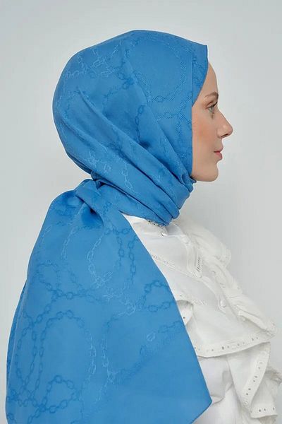 ED Scarf Model de lanț de șal din bumbac jacquard - albastru