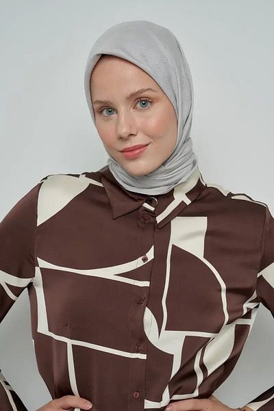 ED Scarf Γκρι μονόγραμμα με μοτίβο βαμβακερό κασκόλ