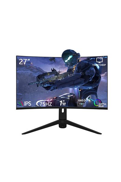 glanfen 27 Inch Curved Gaming Monitor 75Hz with LED Backlit,FHD 1920×1080 Computer Monitor