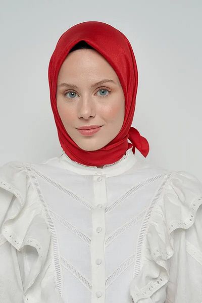 ED Scarf Red Cotton Scarf - Monogram Pattern