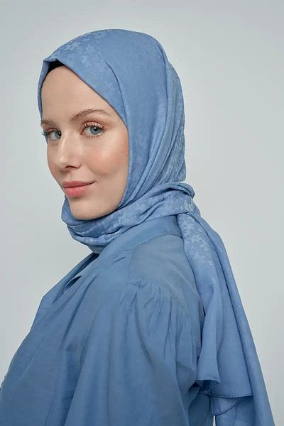 ED Scarf Model de flori din șal de bumbac - albastru