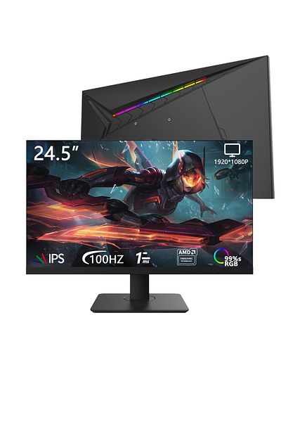 glanfen 24.5 inch Flat Screen Gaming Monitor 100Hz with LED Backlit,FHD 1920×1080 1ms Response