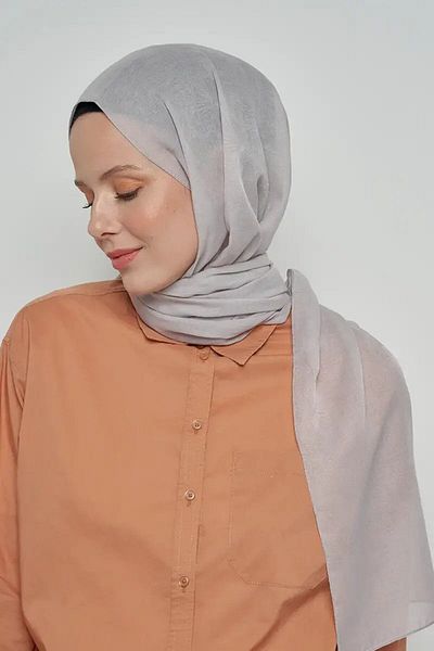 ED Scarf Μοτίβο από βαμβακερό σάλι - Γκρι