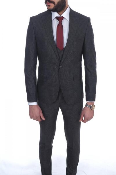 Fonte Falcao Slimfit Yelekli Drop 6 Takım-Antrasit