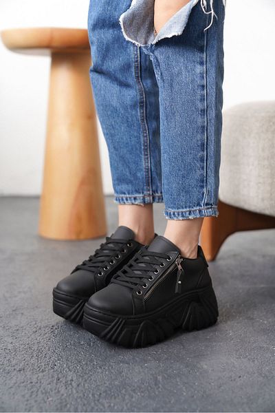 MODAADAM Pantofi sport Jojo cu talpă groasă pentru femei - negru