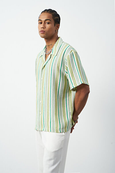 Mesfeno Смугаста сорочка з кубинським коміром Oversize для чоловіків