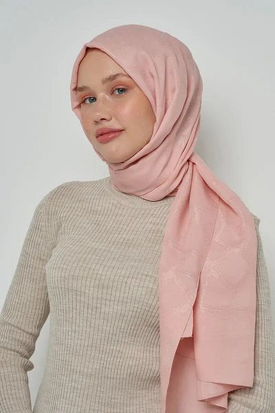 ED Scarf Jacquard Cotton Shawl Mosaic Pattern - Powder