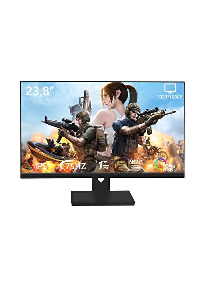 glanfen شاشة ألعاب مسطحة مقاس 23.8 بوصة، 75 هرتز، دقة FHD 1920 × 1080، استجابة 1 مللي ثانية