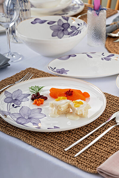 Emsan Isley New Bone 53 Parça 12 Kişilik Yuvarlak Yemek Takımı Lacivert