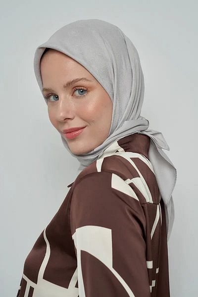 ED Scarf Γκρι μονόγραμμα με μοτίβο βαμβακερό κασκόλ
