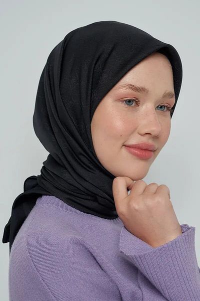 ED Scarf Μοτίβο μονόγραμμα βαμβακερό κασκόλ - Μαύρο