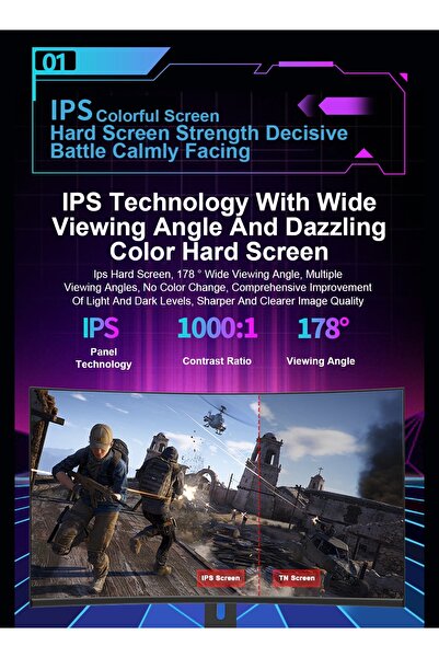 glanfen 27 Inch Curved Gaming Monitor 75Hz with LED Backlit,FHD 1920×1080 Computer Monitor