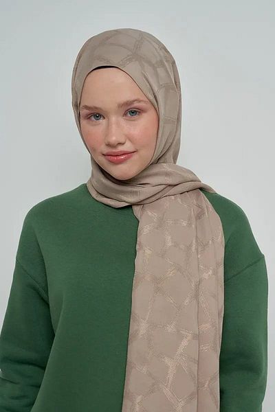 ED Scarf Μωσαϊκό μοτίβο βαμβακερό σάλι Jacquard - Mink