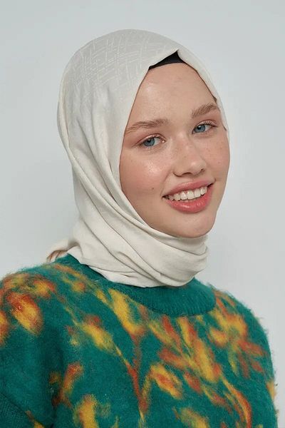 ED Scarf Βαμβακερό σάλι σε ανοιχτό λευκό ριγέ