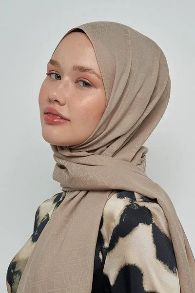 ED Scarf Μοτίβο με γραμμή μεταξένιο σάλι ζακάρ - βιζόν