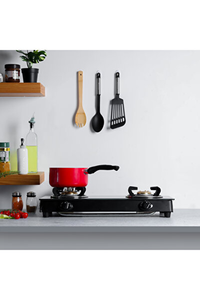 Geepas موقد غاز بشعلتين علويتين من الزجاج المقسّى | إشعال ذاتي، شعلة نحاسية م...