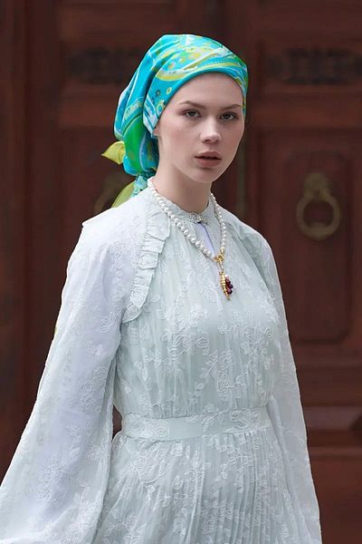 ED Scarf Eșarfă modal cu model sofisticat - Ocean