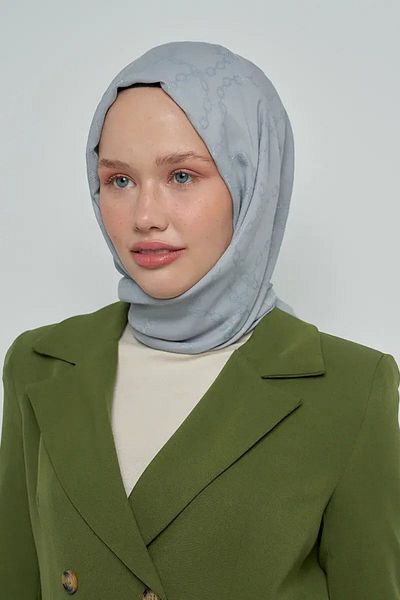 ED Scarf Μοτίβο αλυσίδας βαμβακερό σάλι Jacquard - Γκρι