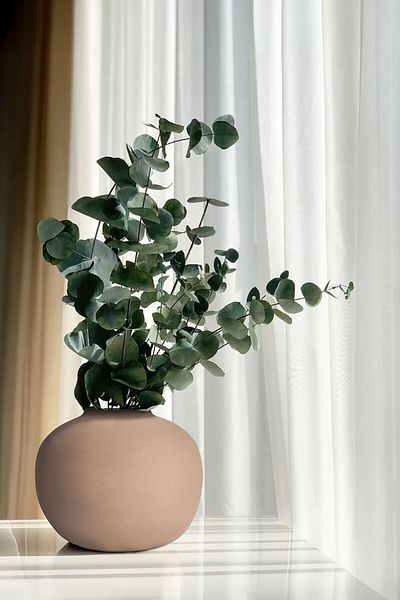 Koza Home Ophelia Stone Textured Round Mink Ceramic Vase 8626