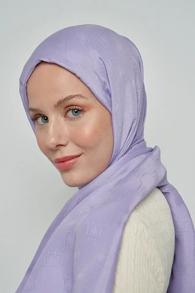 ED Scarf Μοτίβο μονόγραμμα βαμβακερό σάλι Jacquard - Λιλά