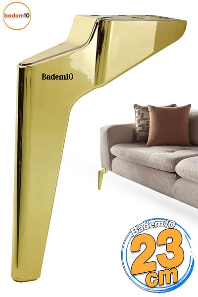 Badem10 Logan Gold Gold 23cm Picior de mobilier Canapea de lux Unitate TV Fotoliu Consolă Picioare compatibile