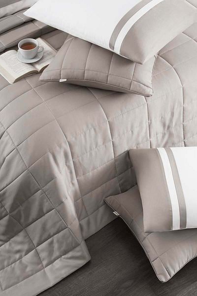 Altınbaşak Vespera Double Duvet Cover-Bedspread Set Beige (9 Pieces)