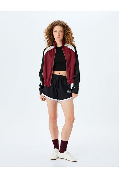 Koton Pocket Detailed Slogan Printed Waist Lace up Shorts