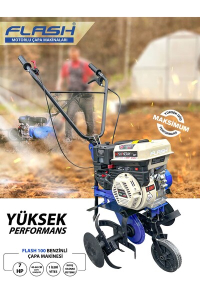 Anadolu Strong Flash 100 Benzinli Çapa Makinası 7 Hp SHINERAY Yeni Nesil Motor  1 İleri Vites 40-60 cm Çapa Genişli
