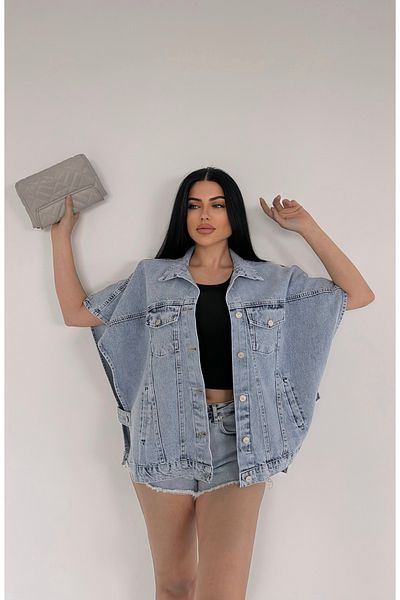 Fiori Vestă poncho din denim oversize