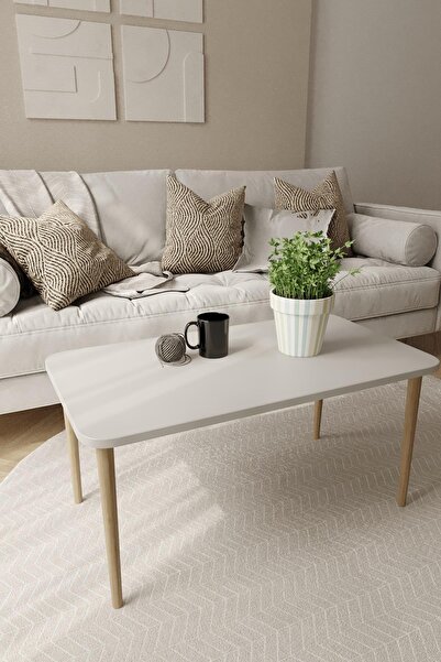 woodaria Orta Sehpa, Ahşap Ayaklı Orta Sehpa, Salon Masa, Dikdörtgen Orta Sehpa