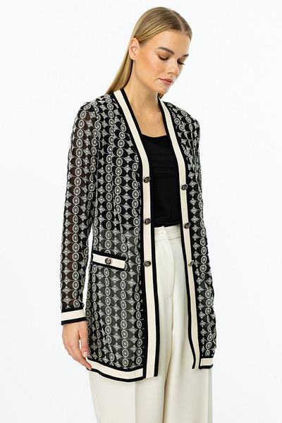 ON Patterned Ribbed Long Cardigan
