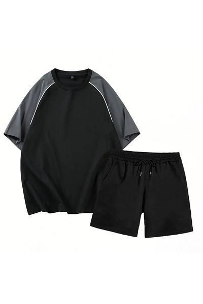 viperkombin Oversize Raglan Sleeve T-Shirt and Shorts 2-Piece Combination Set