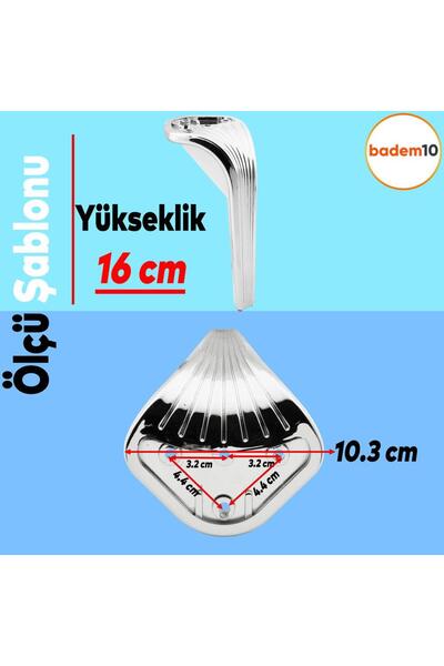 Badem10 Lotus Silver 16cm Mobilier de lux Picior Canapea Masă de cafea Unitate TV Fotoliu Cromat lucios Picioare de bază