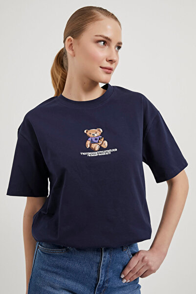 Arma Life Tricou largi de vară cu model de broderie ursuleț de pluș pentru femei