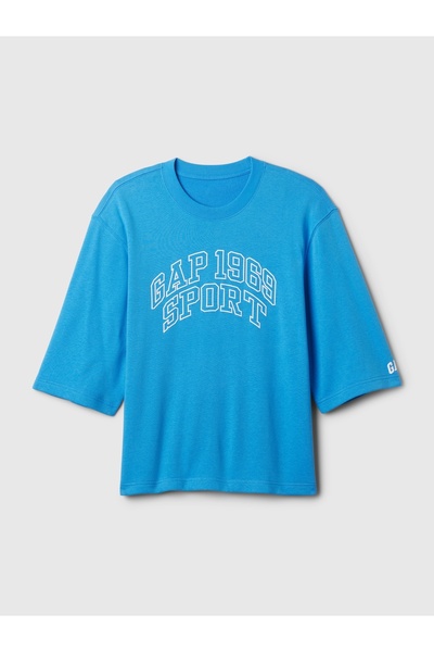 GAP Erkek Mavi Logo Oversized Sweatshirt
