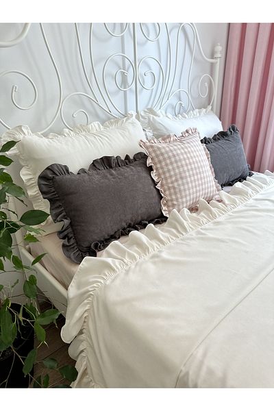 Decamor home Σετ Κρεβατιού Frilly Λευκό Διπλό