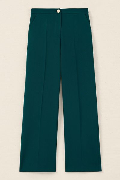 SEÇİL Green Women's Buttoned Wide Leg Pants