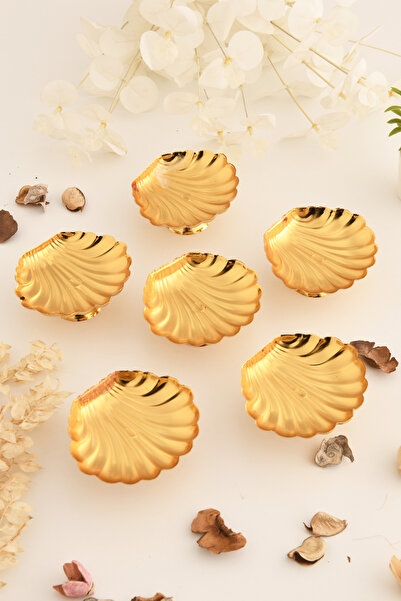 LUMINZO Ernis 6-Piece Sugar Bowl Turkish Delight Bowl Gold Footed Round Presentation Plate Tableware Catering Guest Service