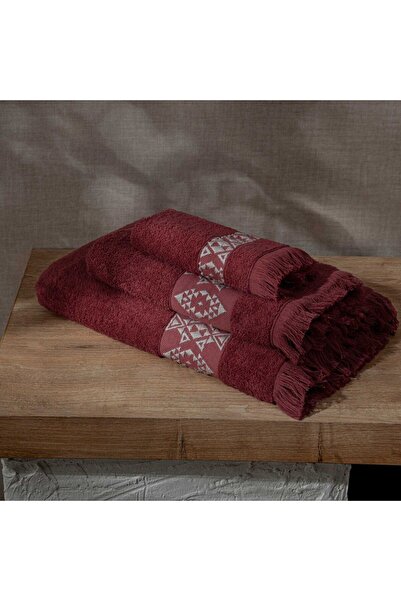 Green Black Бордовий набір рушників Hereke з 3 штук - 100% жакардова бавовна