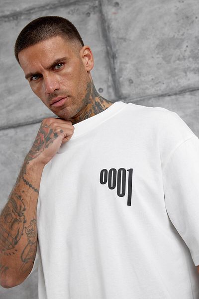 NOMARC Λευκό 0001 Μπλουζάκι Oversize με γραφή