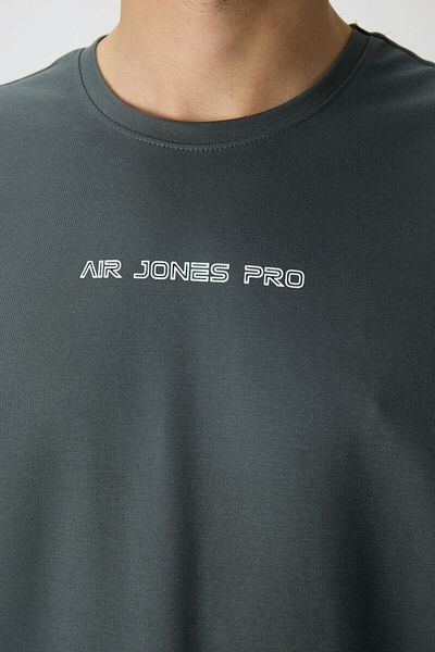AIR JONES Ανδρικό T-Shirt 88364 με χοντρή επιφάνεια από βαμβακερό χακί