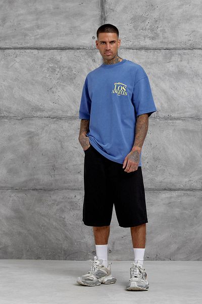 NOMARC Μπλε μπλουζάκι Los Angeles που πλένεται Oversize