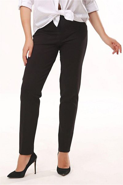 SERTUĞ Black Trousers with Elastic Waist and Back Corsage