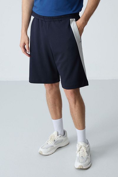AIR JONES Ανδρικό σορτς Navy Blue - Βαμβακερό, Χοντρή απαλή υφή, Standard Fit, Basic - 81280