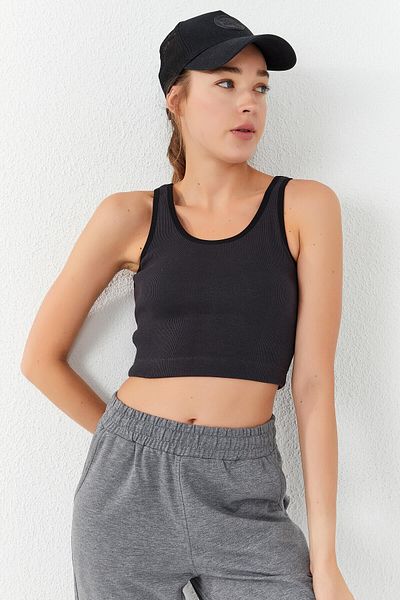 TOMMY LIFE Smoked Basic Zero Sleeve Skinny Fit U Collar Women's Crop Top Undershirt - 97160