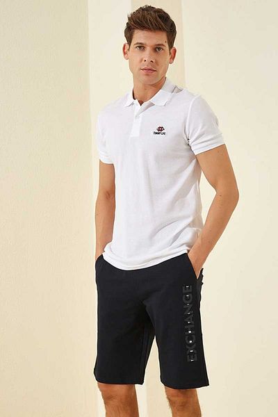 TOMMY LIFE Pantaloni scurți cu imprimeu bleumarin pentru bărbați - Mărime standard - 81142