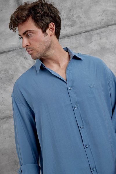 NOMARC Blue Modal Fabric Oversize Shirt