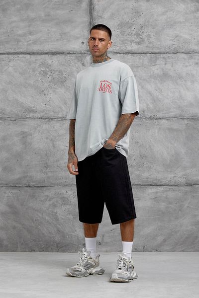 NOMARC Γκρι μπλουζάκι Los Angeles Washed Oversize