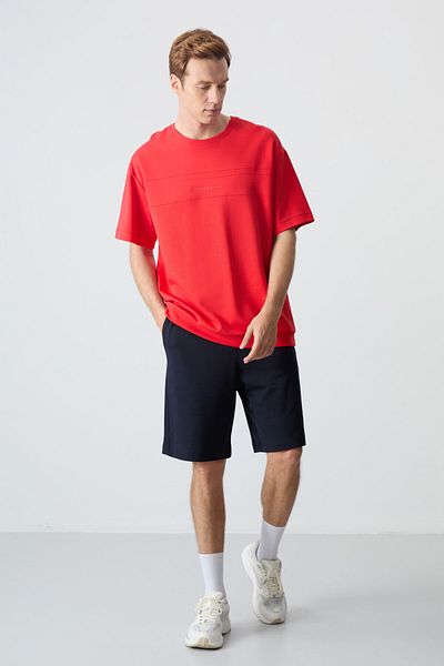 AIR JONES Fiesta Navy Blue Oversize Βαμβακερό Σετ ανδρικό σορτς - Παχύ απαλή υφή, Basic - 85257